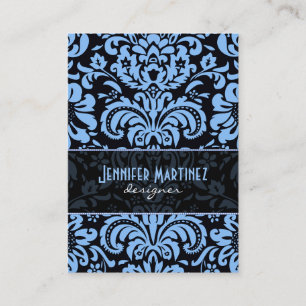 Carte De Visite Noir bleu Vintage Damas florales