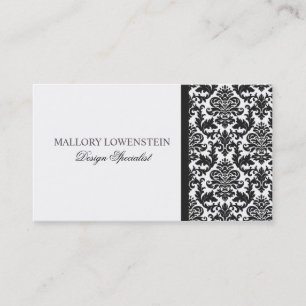 Carte de visite noir chic de damassé de Mallory #
