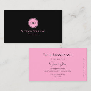 Carte De Visite Noir clair et rose moderne avec logo professionnel
