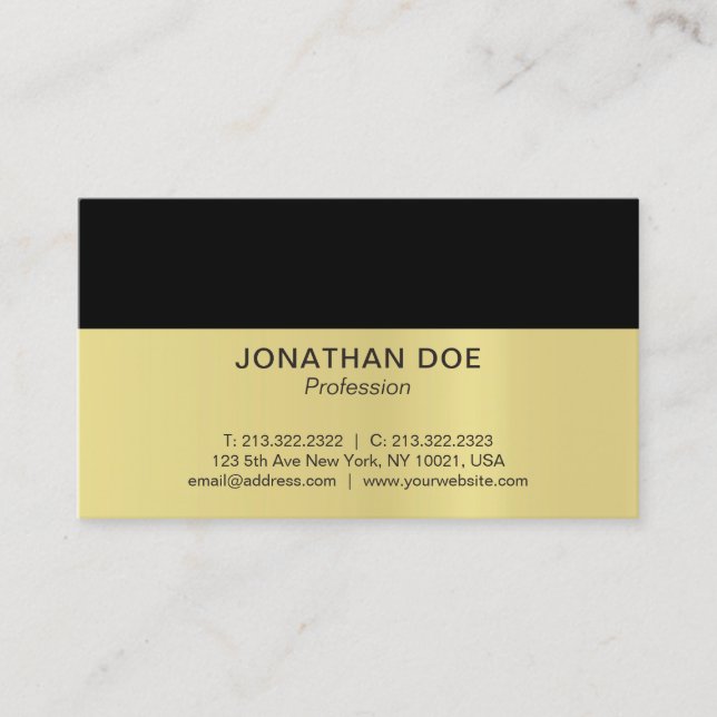 Carte De Visite Noir créatif et lustre professionnel moderne d'or (Devant)