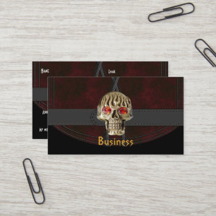 Carte de visite noir cuir rouge ceinture Brown crâ