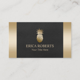 Carte De Visite Noir d'ananas d'or et planification royaux