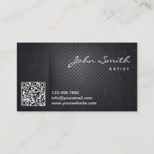 Carte de visite noir d'artiste de code en métal QR