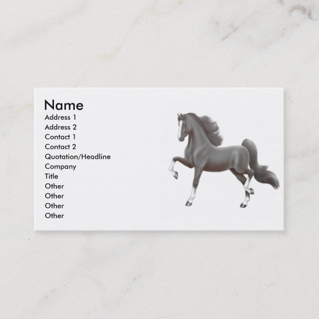 Carte de visite noir de cheval de Gaited (Devant)