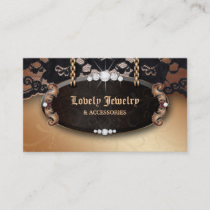 Carte De Visite Noir de chocolat d'or de mode de dentelle des