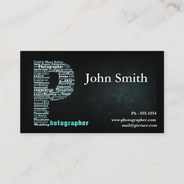 Carte de visite noir de photographe (Devant)