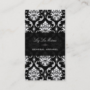 Carte De Visite Noir de PixDezines+Damassé blanche de cru de