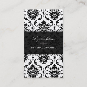Carte De Visite Noir de PixDezines+Damassé blanche de cru de