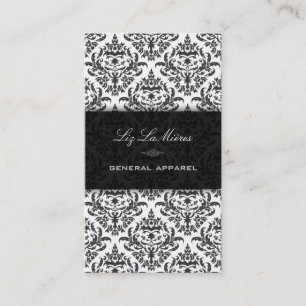 Carte De Visite Noir de PixDezines+Damassé blanche de cru de
