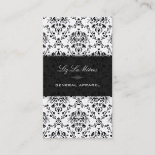 Carte De Visite Noir de PixDezines+Damassé blanche de cru de Dolcè