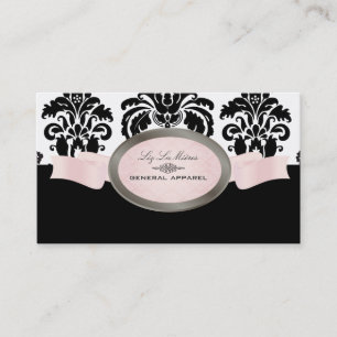 Carte De Visite Noir de PixDezines, rose, damassé blanche