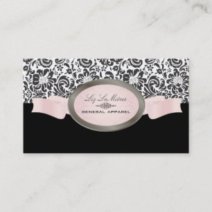 Carte De Visite Noir de PixDezines, rose, damassé blanche de
