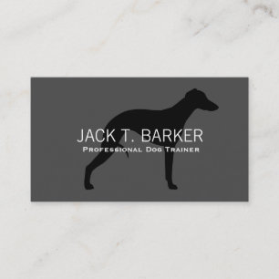 Carte De Visite Noir de silhouette de whippet sur le chien du gris