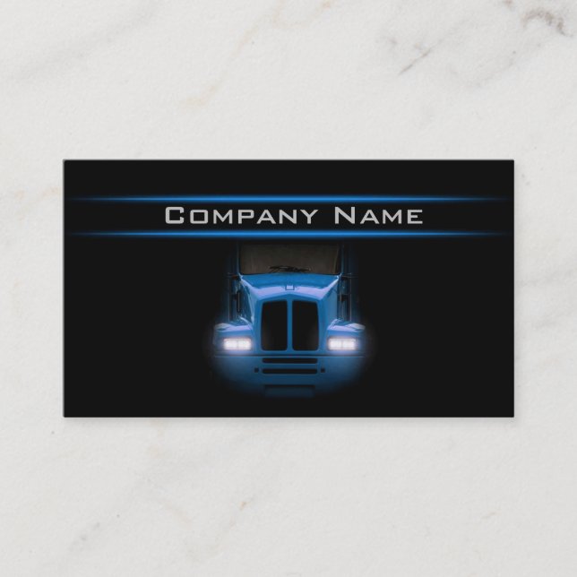 Carte De Visite Noir Design Bleu Camion Avant Éclairage Dispositio (Devant)