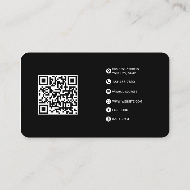 Carte De Visite Noir - Design moderne entièrement personnalisable (Dos)