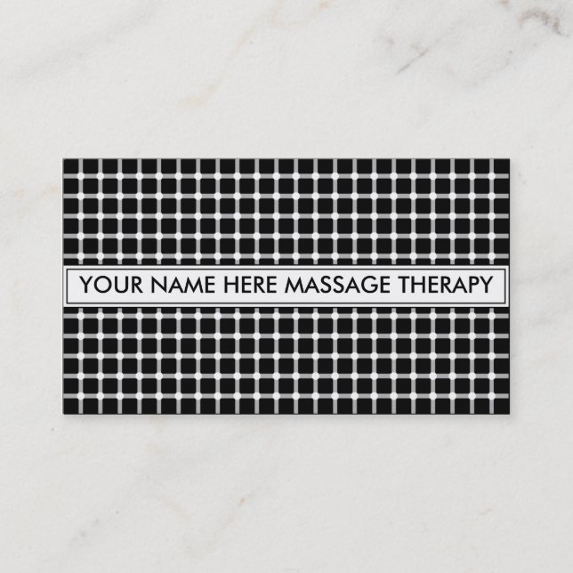 CARTE DE VISITE NOIR D'ILLUSION DE THÉRAPIE DE MASSAGE (Devant)
