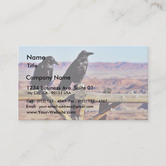 Carte De Visite Noir d'oiseaux de Ravens de corneilles (Devant)