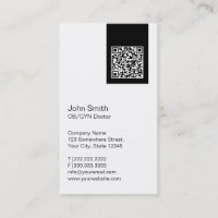 Carte de visite noir du code OB/GYN de l'étiquette