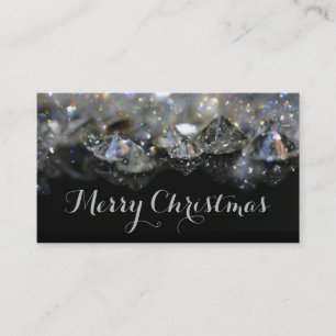 Carte De Visite Noir élégant de fête brillant de diamants de Noël