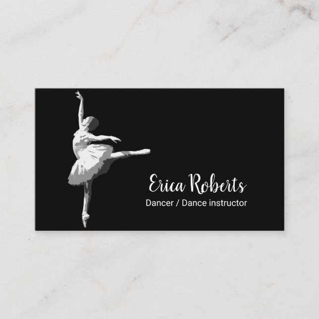 Carte De Visite Noir élégant d'instructeur de danse de danseuse de (Devant)