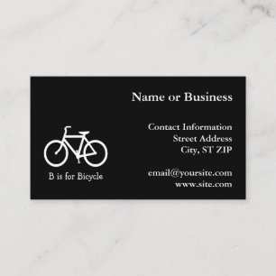 Carte De Visite Noir et Blanc B est pour Bicyclette