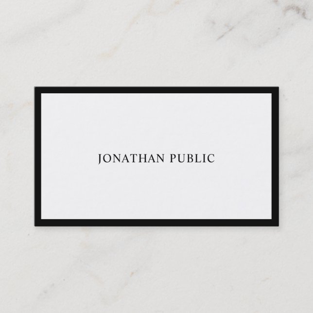 Carte De Visite Noir et Blanc Créatif Moderne Plat Professionnel (Devant)