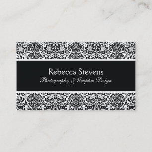 Carte de visite noir et blanc de damassé