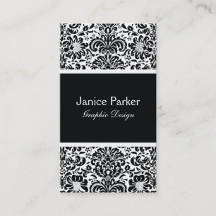 Carte de visite noir et blanc de damassé