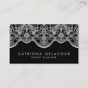 Carte de visite noir et blanc de motif de dentelle