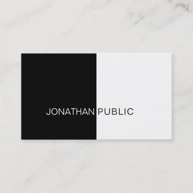 Carte De Visite Noir Et Blanc Design Élégant Design Moderne Et Bra (Devant)