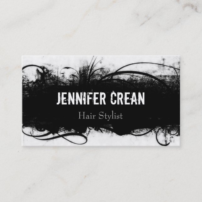 Carte de visite noir et blanc grunge (Devant)