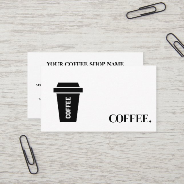 Carte De Visite Noir et blanc moderne Café simple Loyauté (Devant/Arrière en situation)