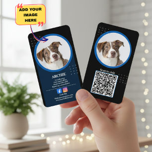 Carte De Visite Noir et Blanc : Réseaux Sociaux de Photos de Chien