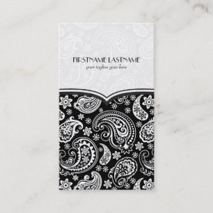 Carte De Visite Noir et blanc Retro Paisley Motif 4 Design