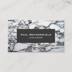 Carte De Visite Noir et Marbre blanc Stonemason Architect