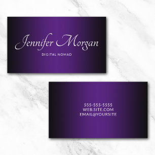 Carte De Visite Noir et ombre élégante violet royal