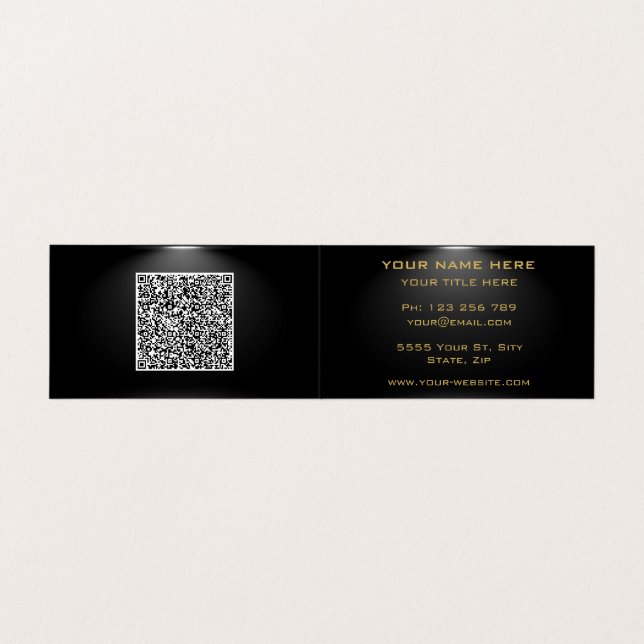 Carte de visite noir et or avec code QR (Intérieur déplié)