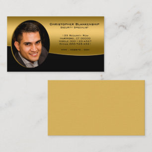 Carte De Visite Noir et Or Photo Professionnelle Remplaçable 