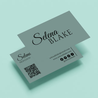 Carte De Visite Noir et vert minimaliste | Code QR moderne