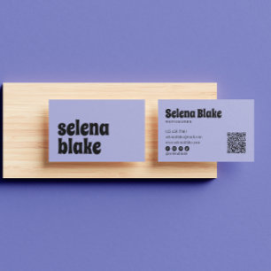 Carte De Visite Noir et violet minimaliste Code QR moderne
