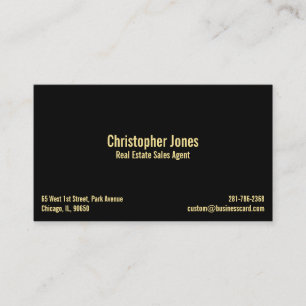Carte De Visite Noir Faux Or Élégant Personnalisé Professionnel
