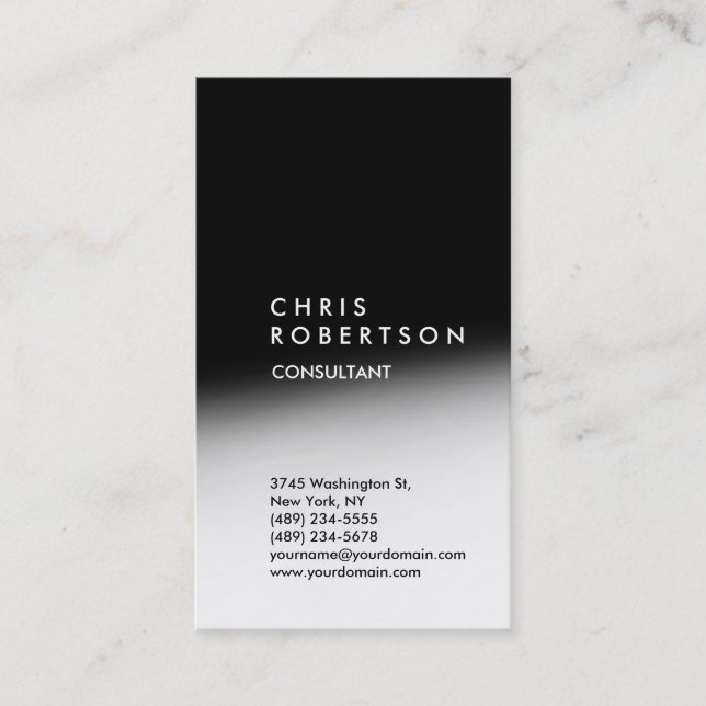 Carte de visite noir gris blanc tendance vertical (Devant)