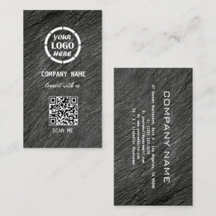 Carte De Visite Noir Gris Design professionnel moderne Code QR Bus
