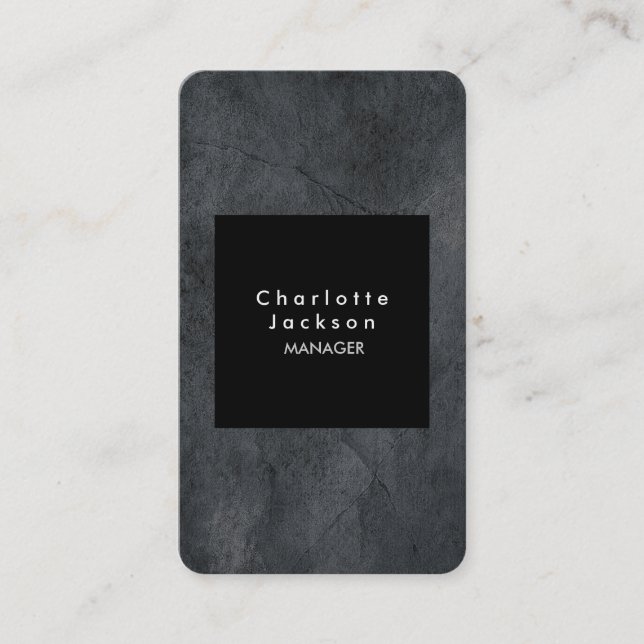 Carte De Visite Noir Gris Moderne Plain Professionnel Élégant (Devant)