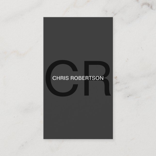 Carte de visite noir gris monogramme (Devant)
