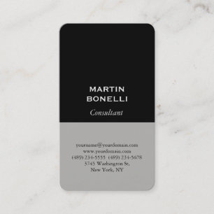 Carte De Visite Noir Gris Professionnel Moderne Élégant Minimalist