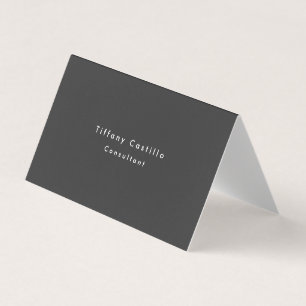 Carte De Visite Noir Gris Simple Plain Élégant Moderne
