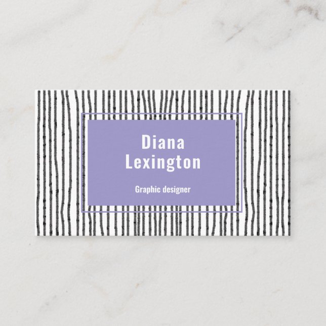 Carte de visite noir Lavender Lignes modernes (Devant)