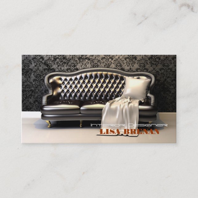 Carte De Visite Noir Leathern moderne de sofa de noir de (Devant)