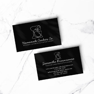 Carte De Visite Noir Ligne Alimentation maison Boulangerie Cuisine